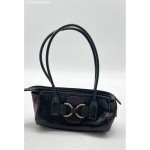 Y2K Vintage Brown Croc Faux leather MINi shoulder bag multi brown